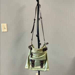 Tano Olive Green Crossbody with Dark Brown Accents